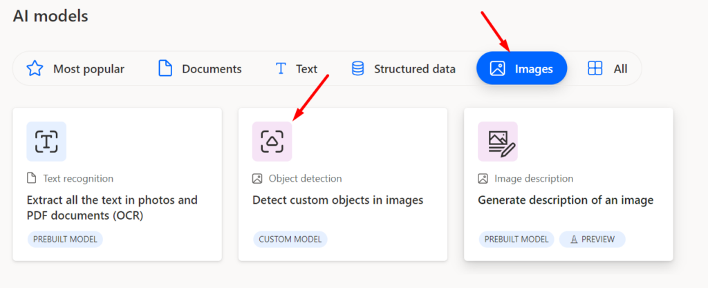 Image AI models when creating new model in AI hub